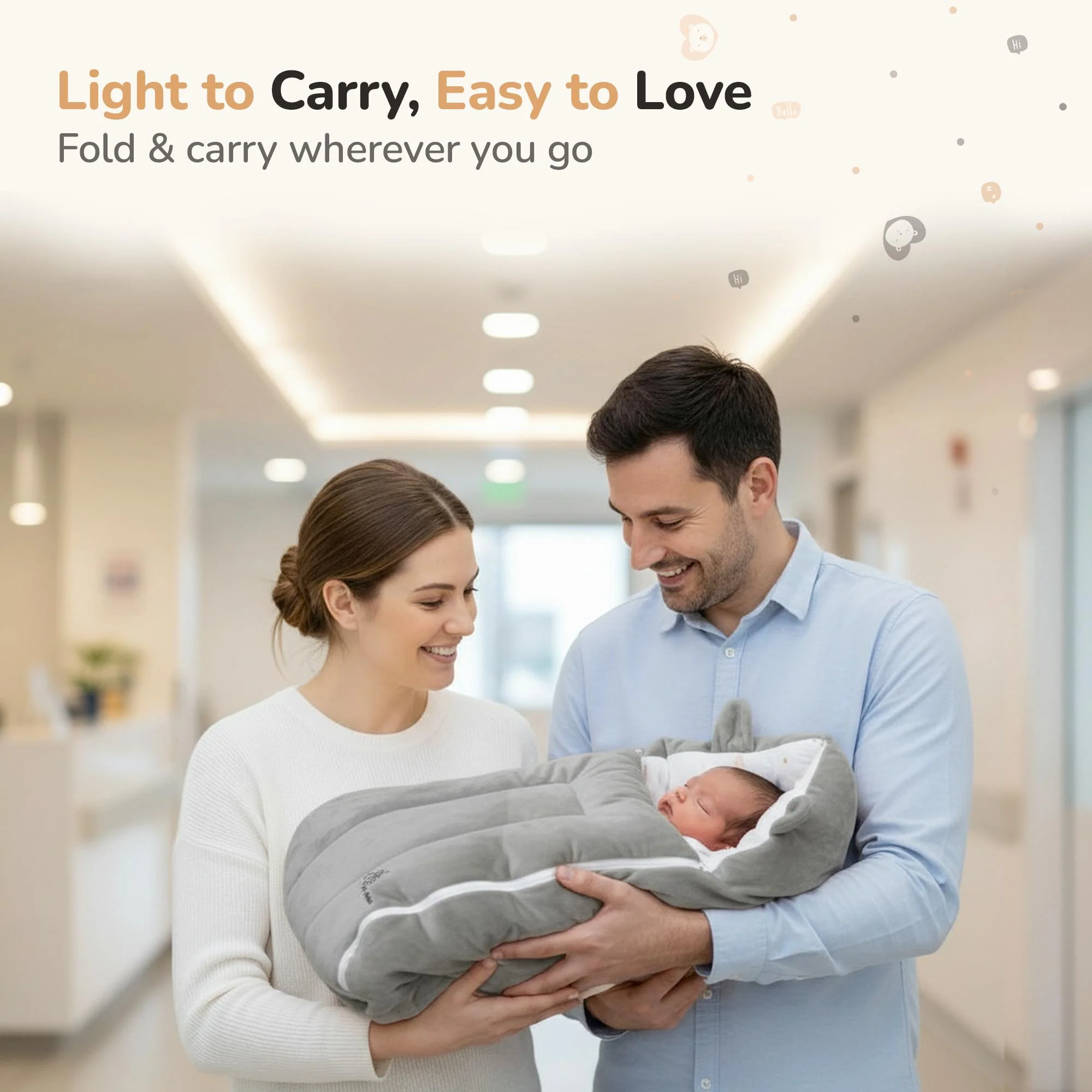 Snuggy Cucoon Baby Nest - Soft, Comfortable & Multi-Purpose Nest for Newborns 0-6 months babies - Teddy Grey - Image 6
