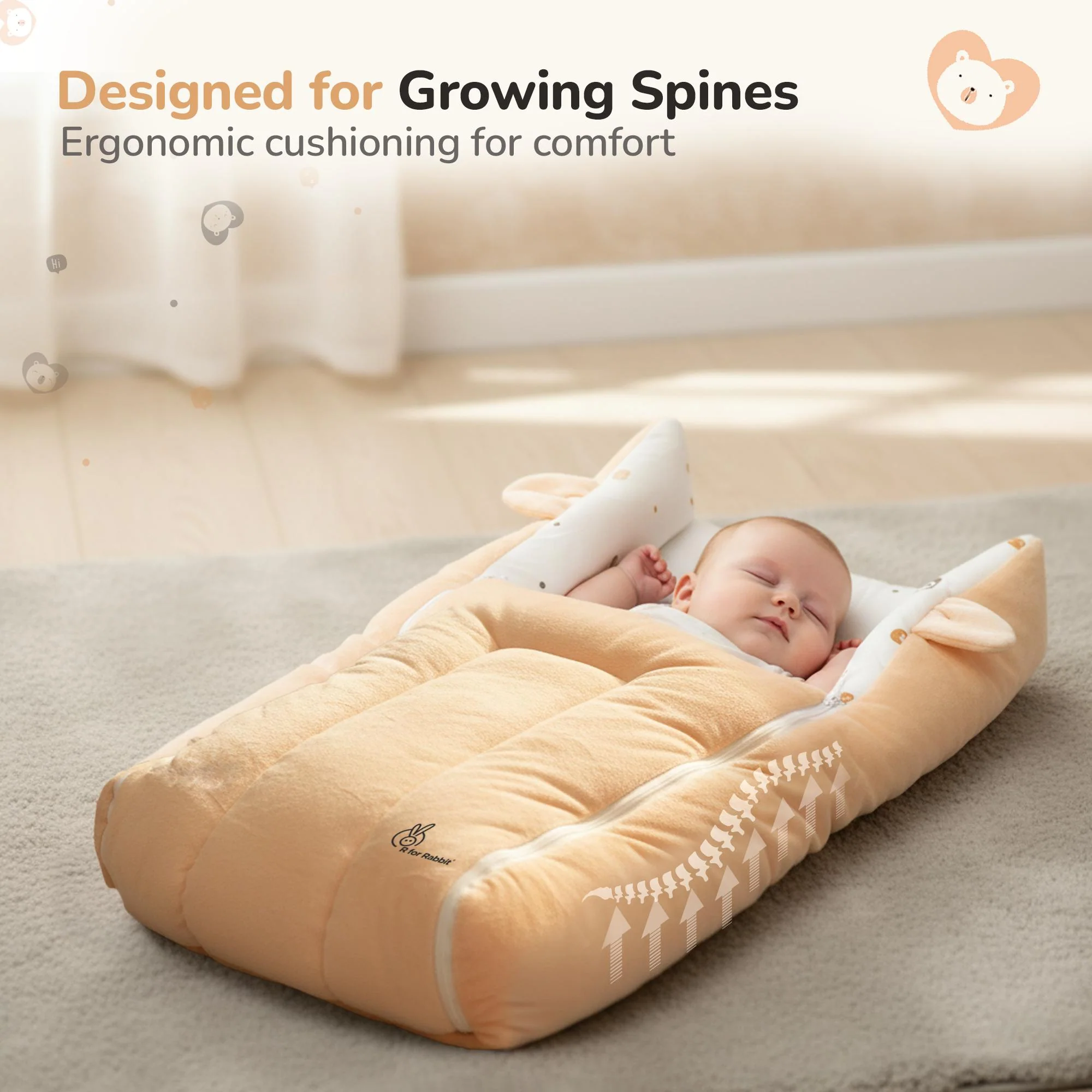 Snuggy Cucoon Baby Nest - Soft, Comfortable & Multi-Purpose Nest for Newborns 0-6 months babies - Teddy Beige - Image 4