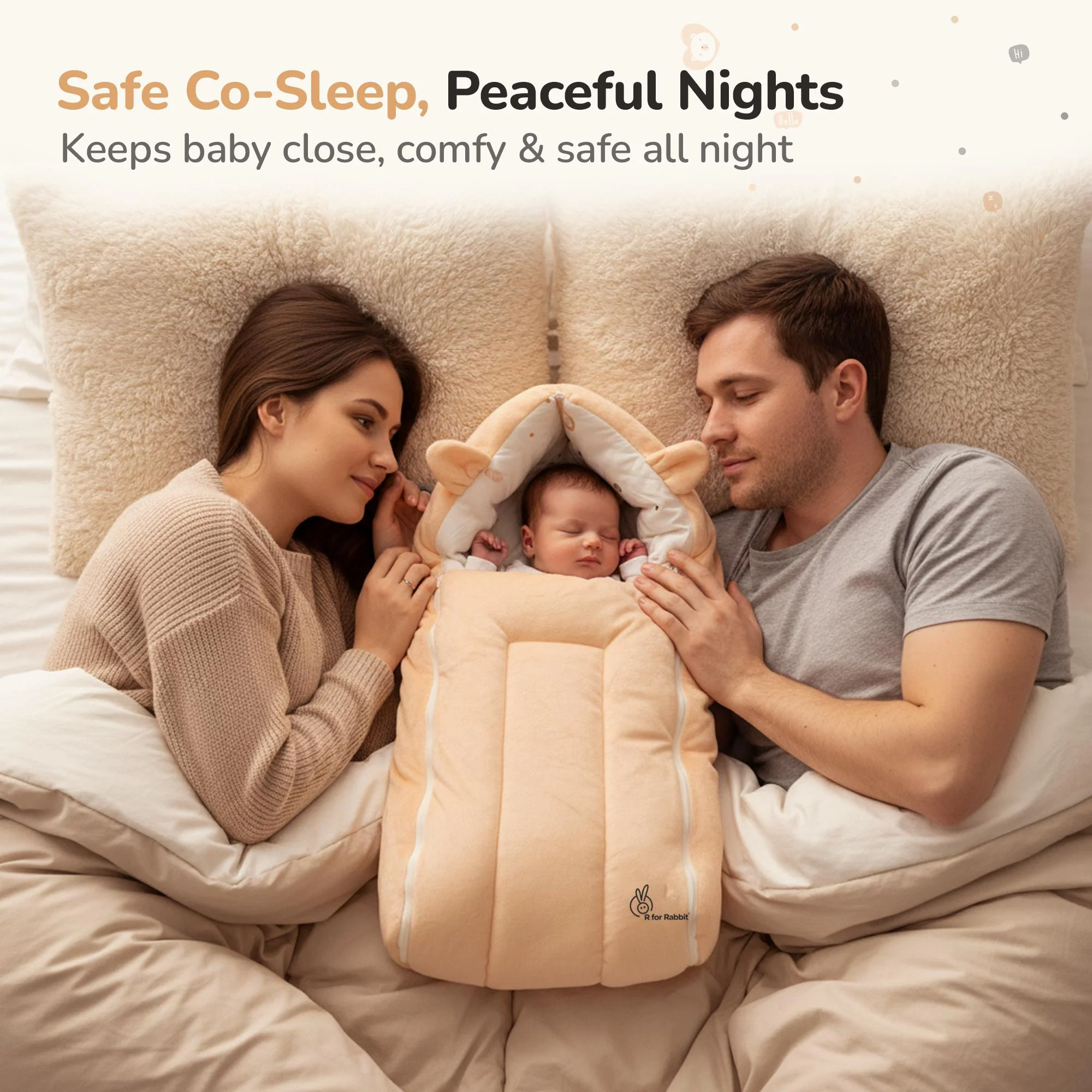 Snuggy Cucoon Baby Nest - Soft, Comfortable & Multi-Purpose Nest for Newborns 0-6 months babies - Teddy Beige - Image 7
