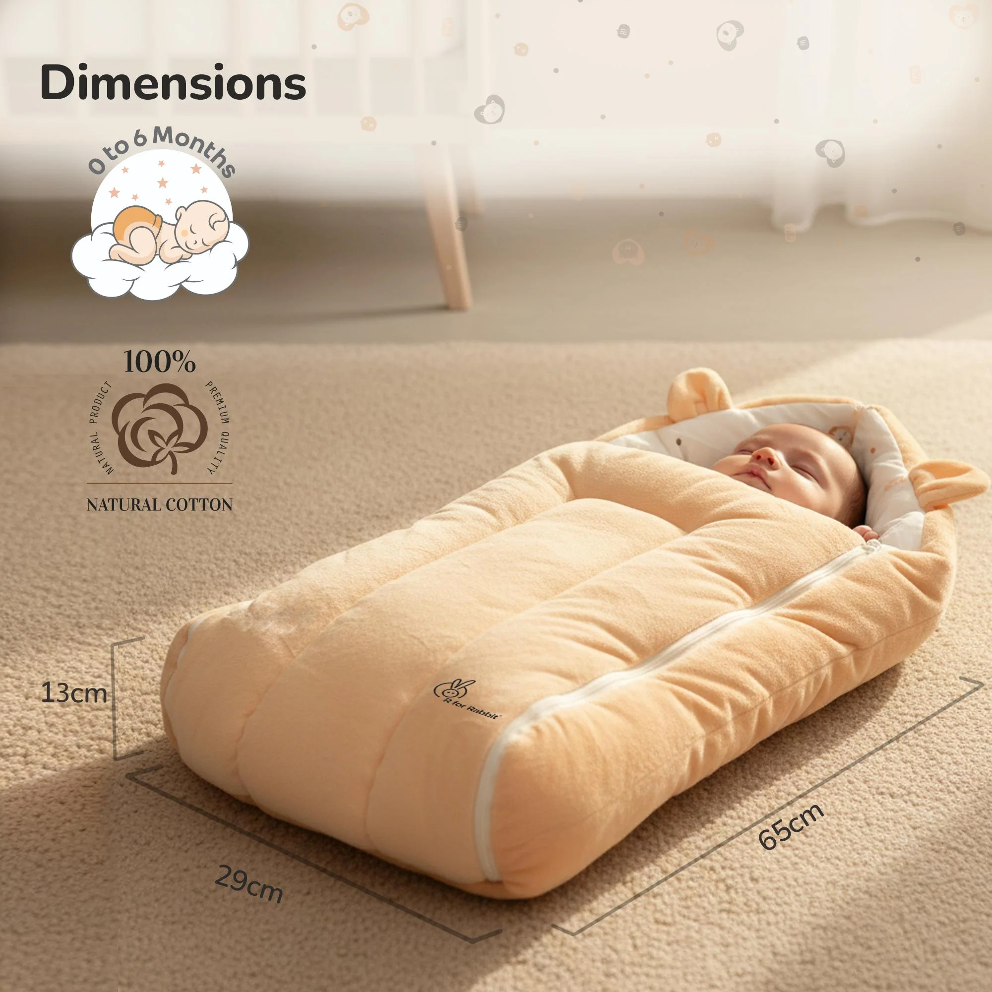 Snuggy Cucoon Baby Nest - Soft, Comfortable & Multi-Purpose Nest for Newborns 0-6 months babies - Teddy Beige - Image 9