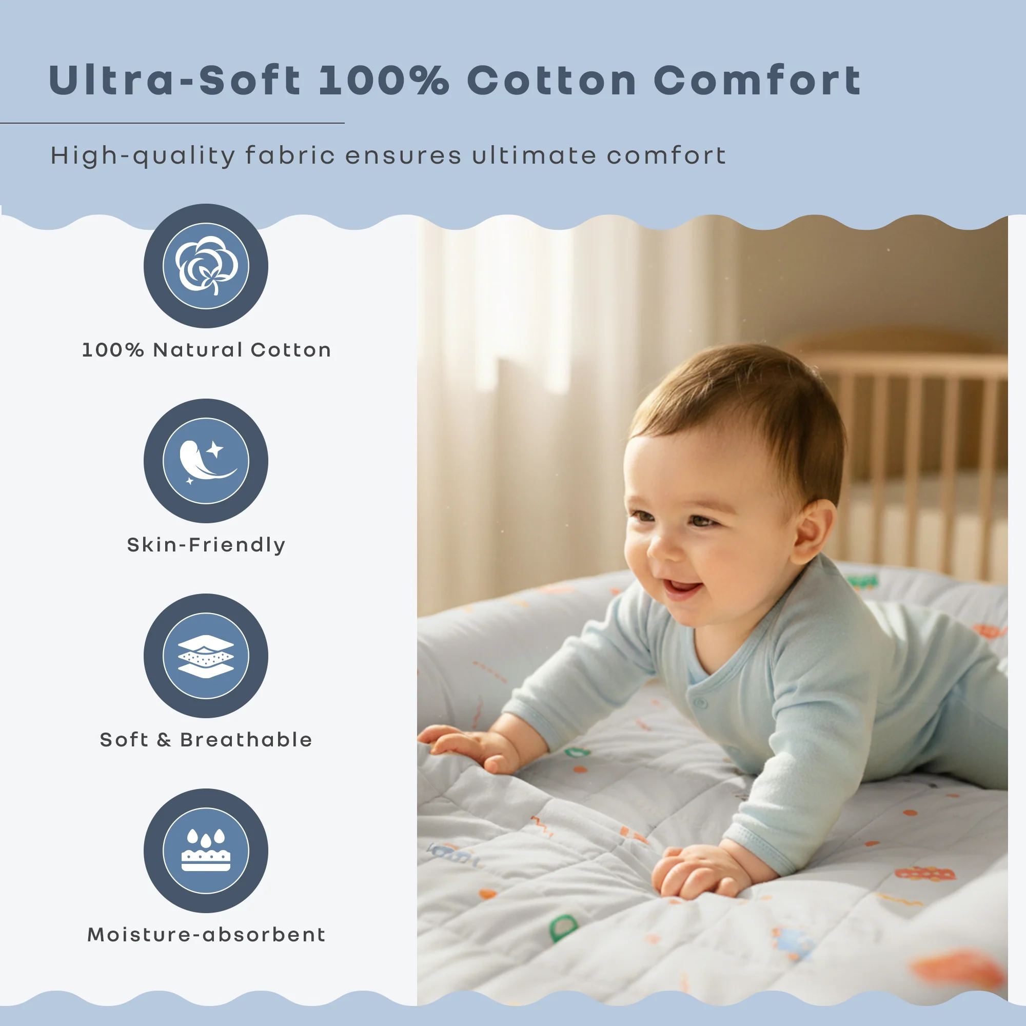 Snuggy Cuddles Newborn Baby Bed - Anti-Roll Baby Nest - 100% Cotton Breathable Lounger - Roadster Grey - Image 4