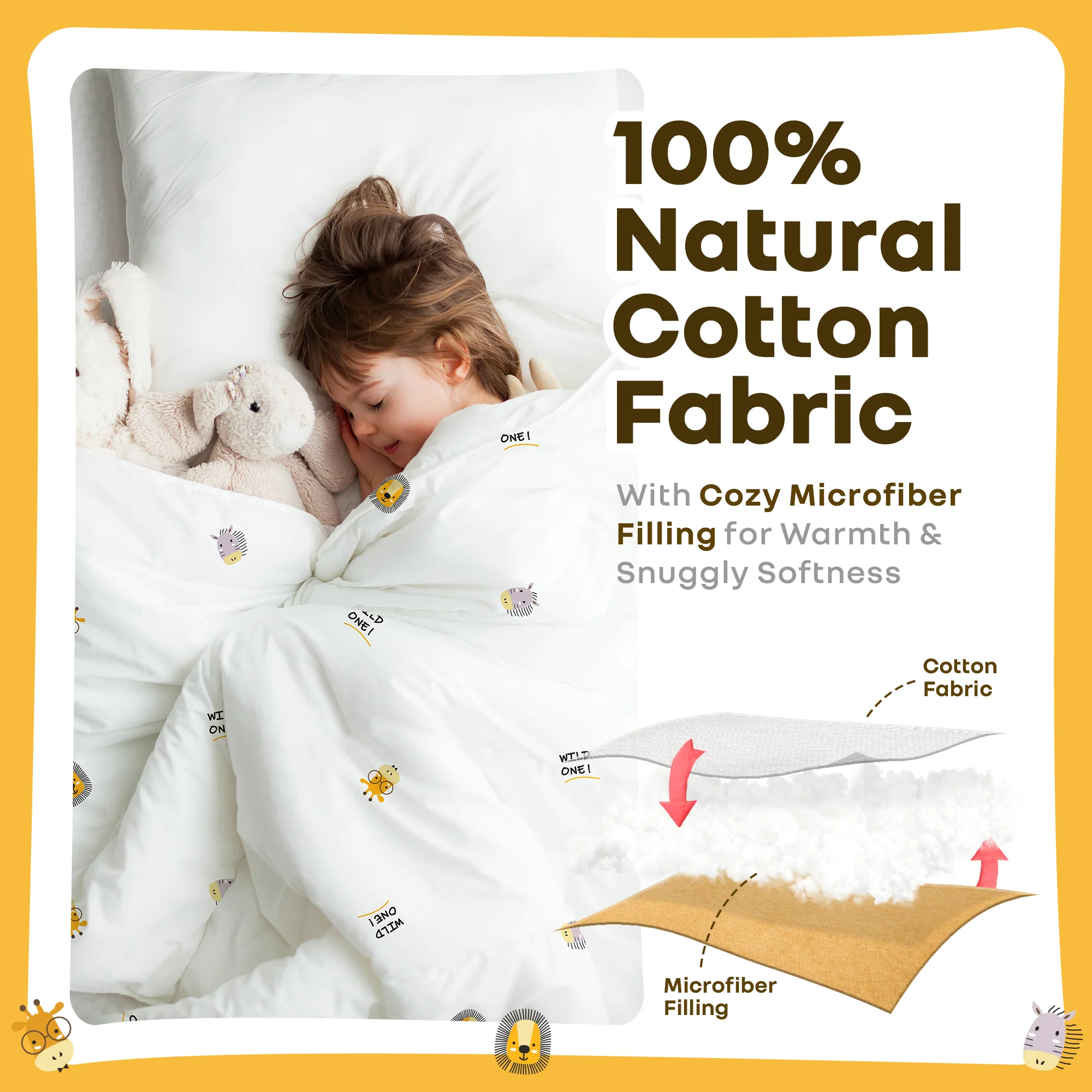 Softkins Baby Comforter 100% Cotton Baby Blanket With Ultra-Soft Dual Side Comfort - Safari Beige - Image 2