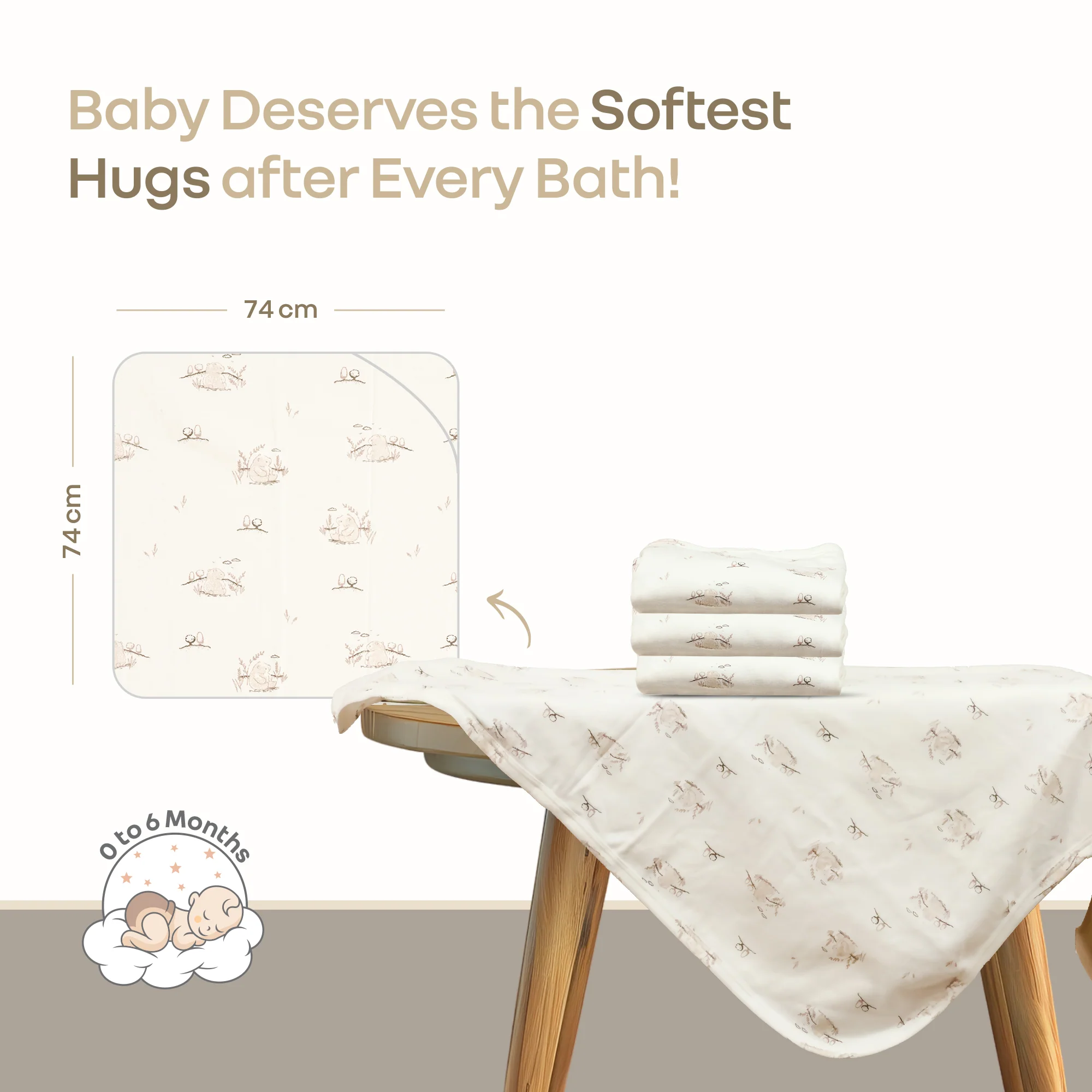 Softkins Baby Hooded Knit Towel with 100% Natural Cotton, Soft & Quick Dry - White Teddy - Image 4