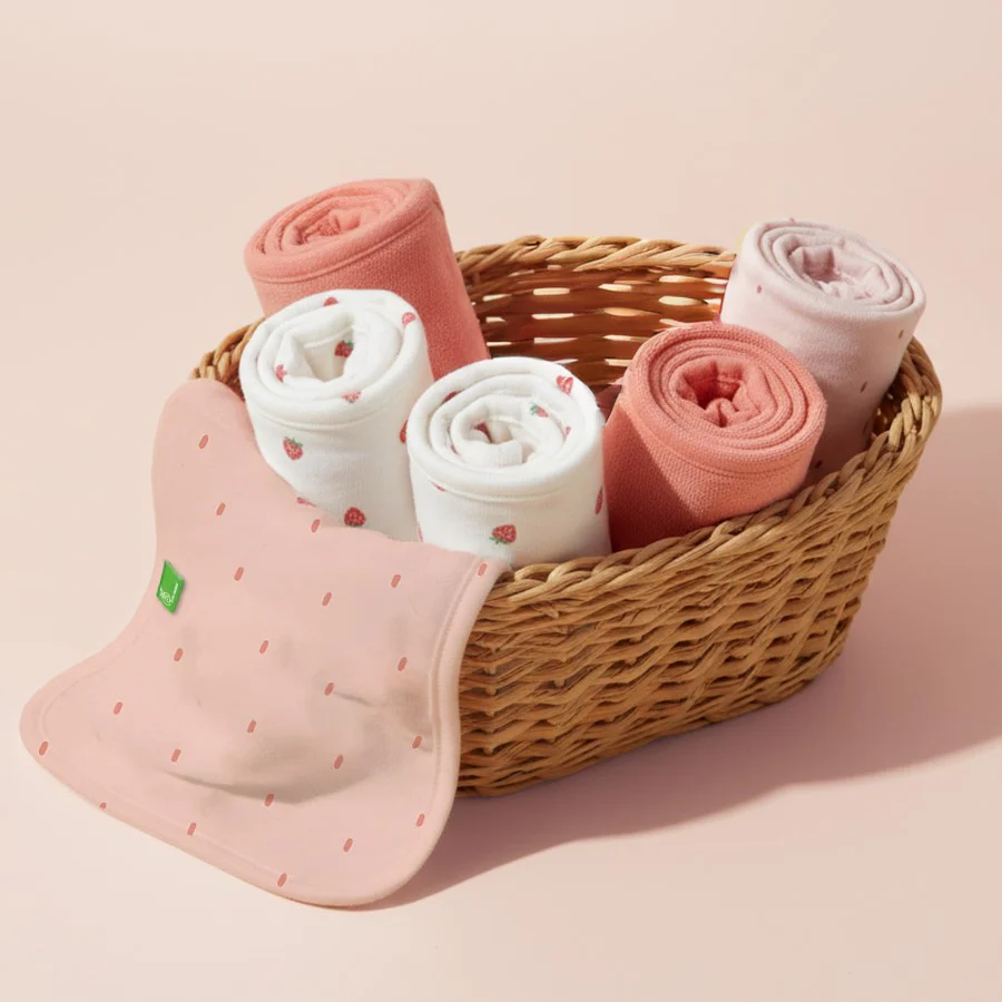 Softkins Washcloth - Ultra-Soft Cotton Baby Washcloth (Pack of 6) - Berry Pink