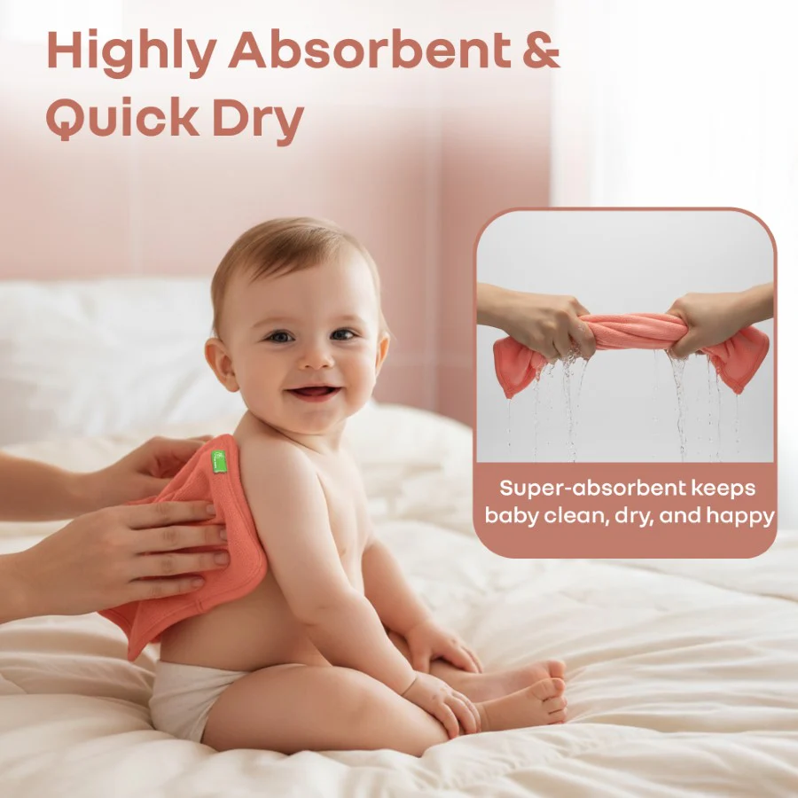 Softkins Washcloth - Ultra-Soft Cotton Baby Washcloth (Pack of 6) - Berry Pink - Image 4