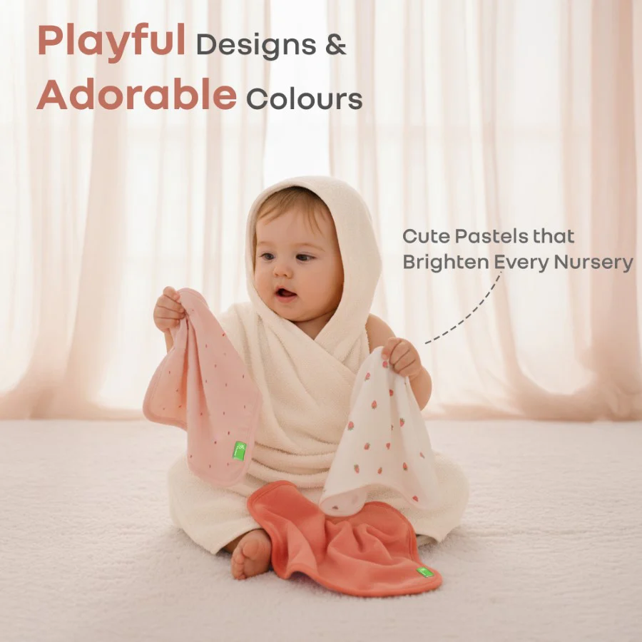 Softkins Washcloth - Ultra-Soft Cotton Baby Washcloth (Pack of 6) - Berry Pink - Image 7