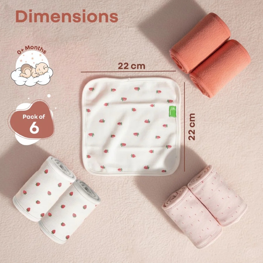 Softkins Washcloth - Ultra-Soft Cotton Baby Washcloth (Pack of 6) - Berry Pink - Image 8