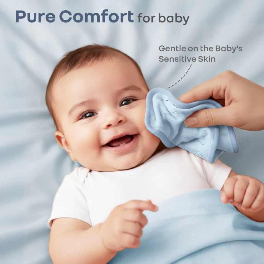 Softkins Washcloth - Ultra-Soft Cotton Baby Washcloth (Pack of 6) - Aqua Blue - Image 3
