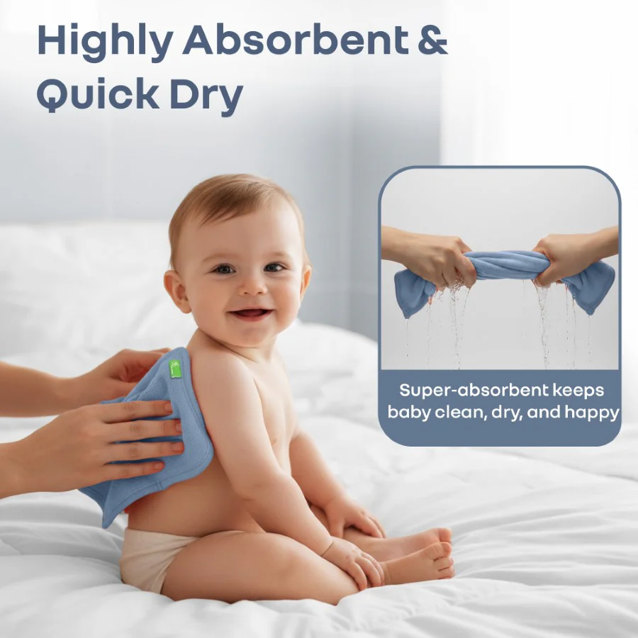 Softkins Washcloth - Ultra-Soft Cotton Baby Washcloth (Pack of 6) - Aqua Blue - Image 4