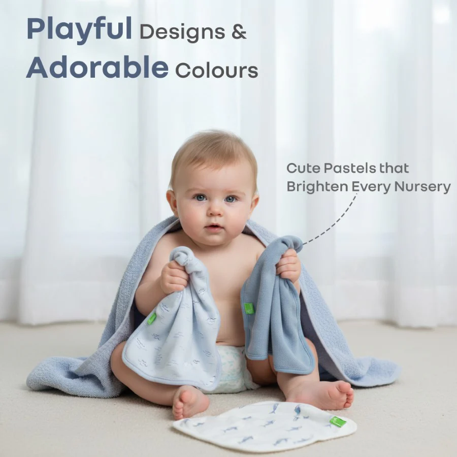Softkins Washcloth - Ultra-Soft Cotton Baby Washcloth (Pack of 6) - Aqua Blue - Image 7