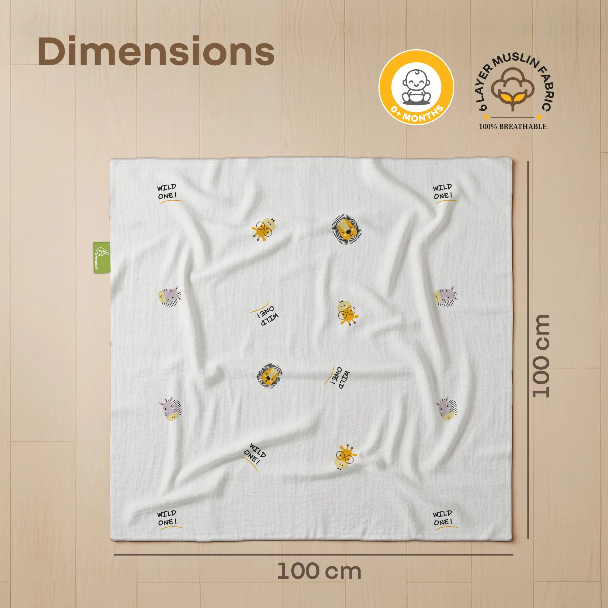 Softkins Muslin Baby Blanket With 6 Layers - Newborn Swaddle & All Season Blanket - Safari White - Image 8