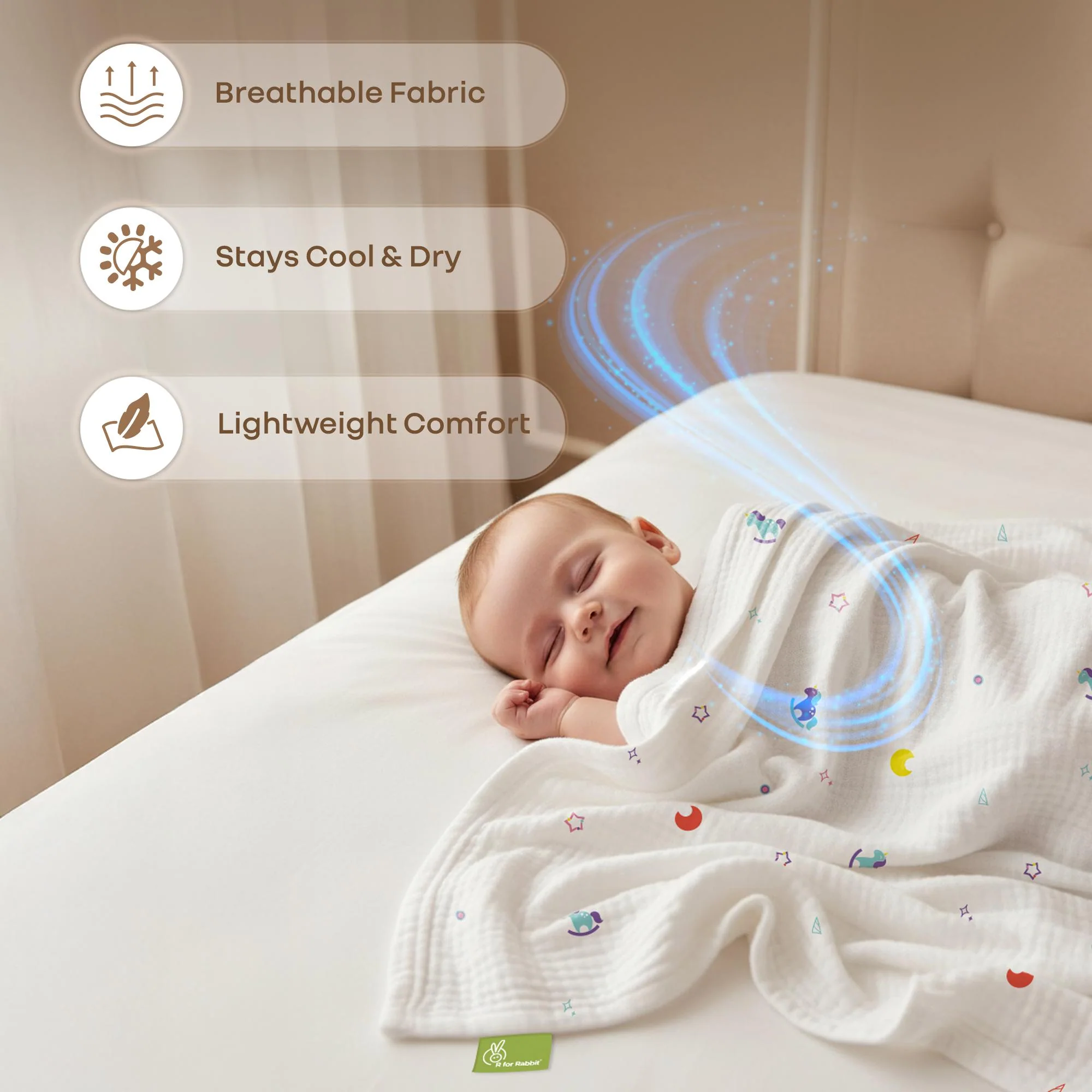 Softkins Muslin Baby Blanket With 6 Layers - Newborn Swaddle & All Season Blanket - Unicorn White - Image 4