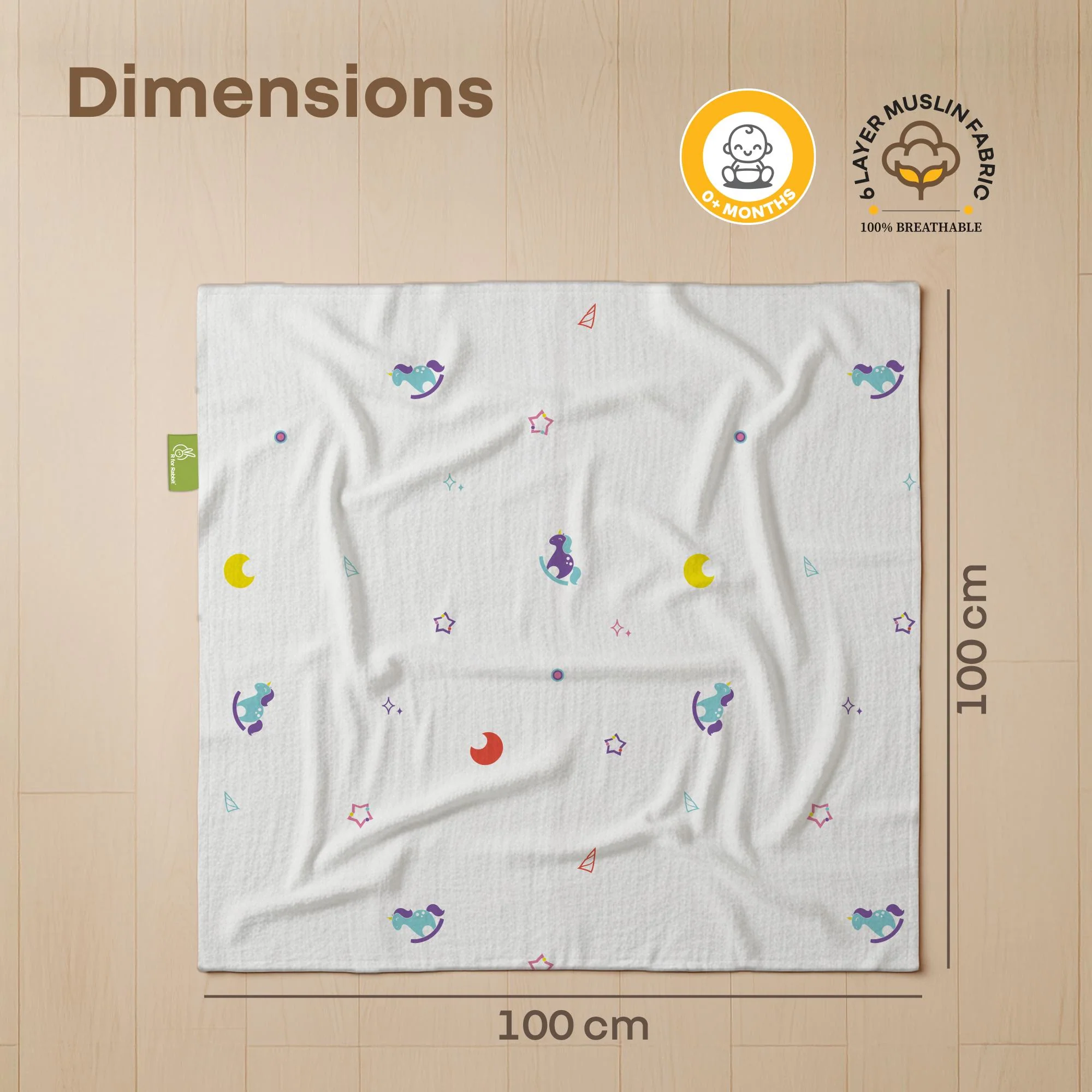 Softkins Muslin Baby Blanket With 6 Layers - Newborn Swaddle & All Season Blanket - Unicorn White - Image 8