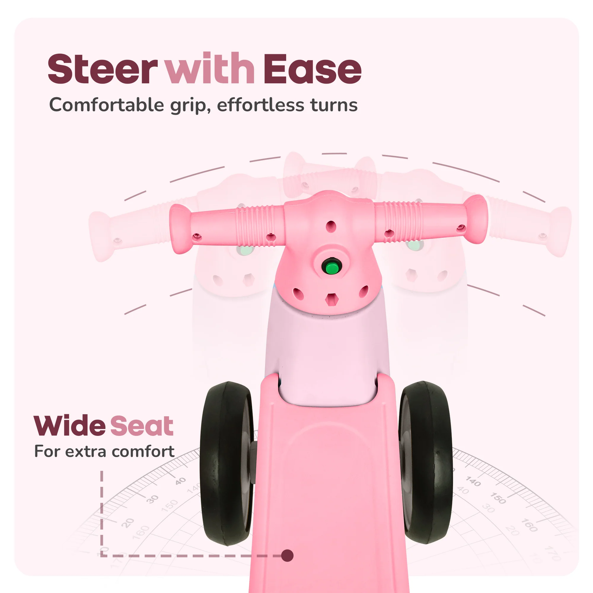 Speedster Glider Baby Ride On Car – Fun Push Ride with Music, LED Lights, Toy Storage & EVA Wheels - Pink - Image 6
