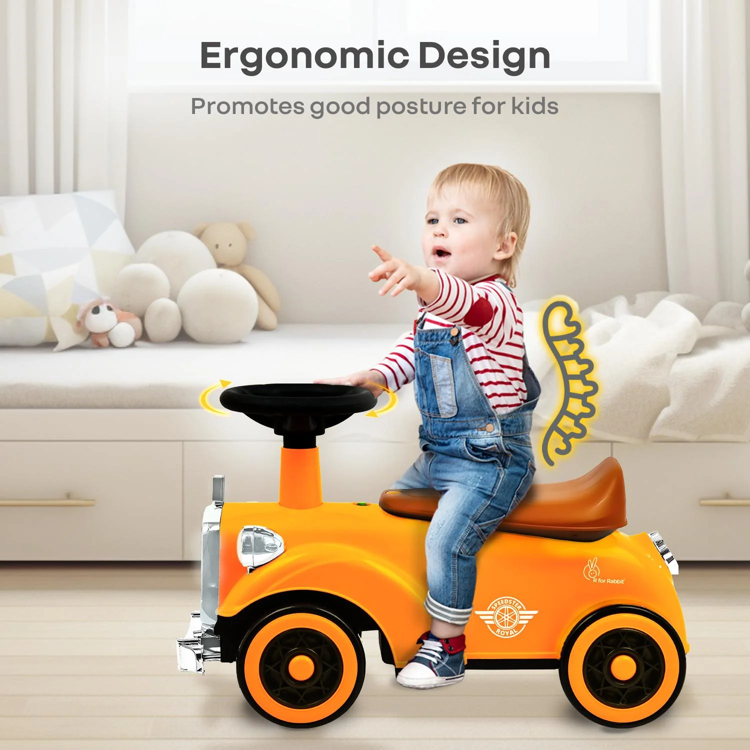 Speedster Royal Ride On Car for Kids - Orange Brown - Image 6