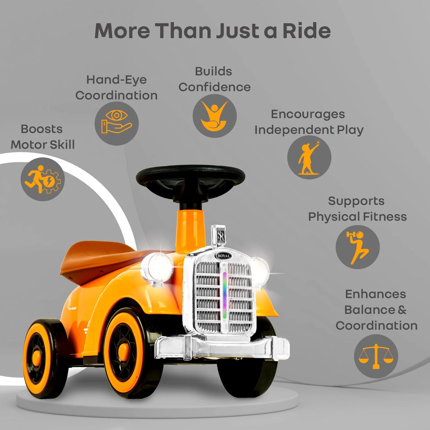 Speedster Royal Ride On Car for Kids - Orange Brown - Image 7