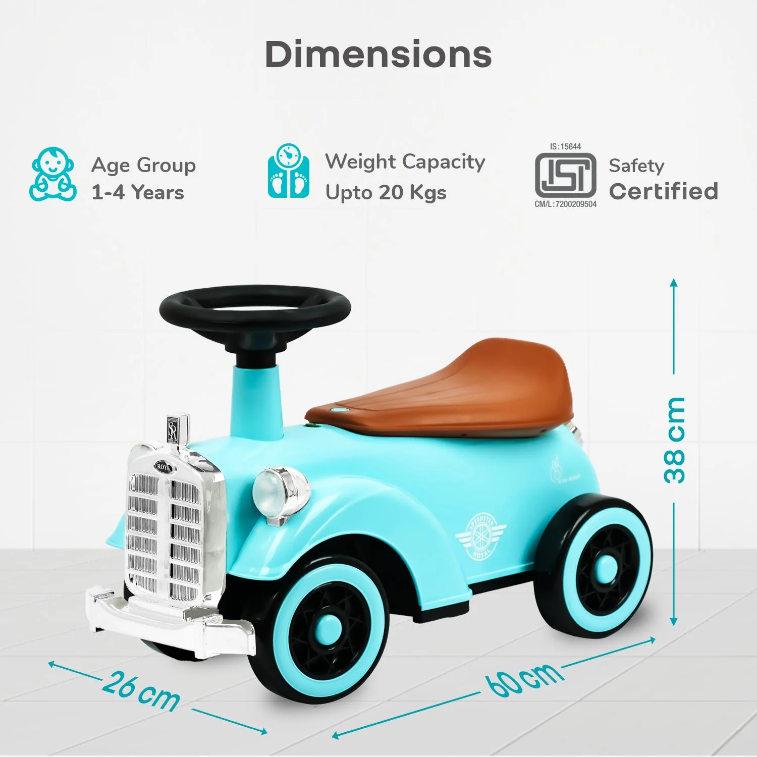 Speedster Royal Ride On Car for Kids - Blue Brown - Image 8
