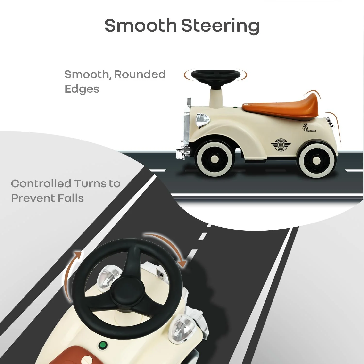 Speedster Royal Ride On Car for Kids - Cream Brown - Image 3