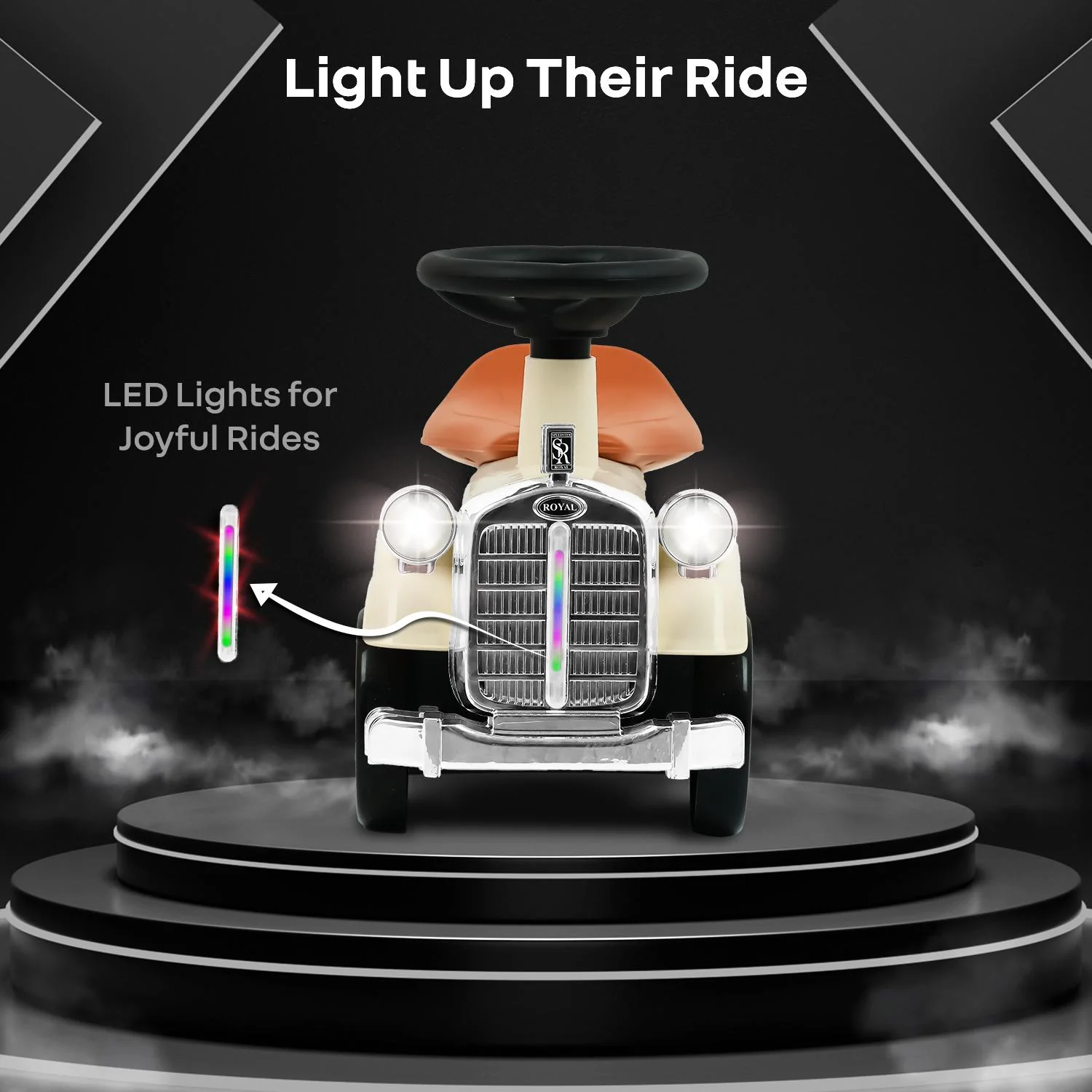 Speedster Royal Ride On Car for Kids - Cream Brown - Image 5