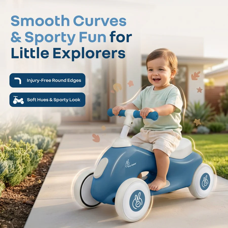 Speedster Zoomy Push Ride On Car for Kids - Blue Grey - Image 6