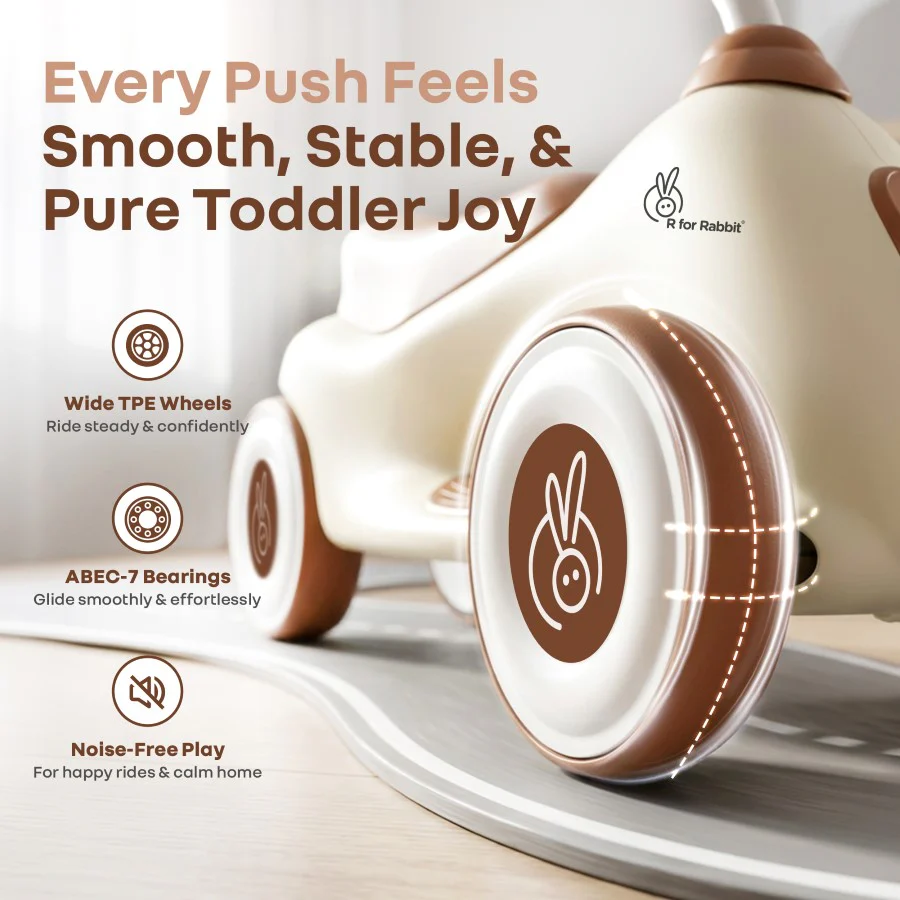 Speedster Zoomy Push Ride On Car for Kids - Cream Brown - Image 3