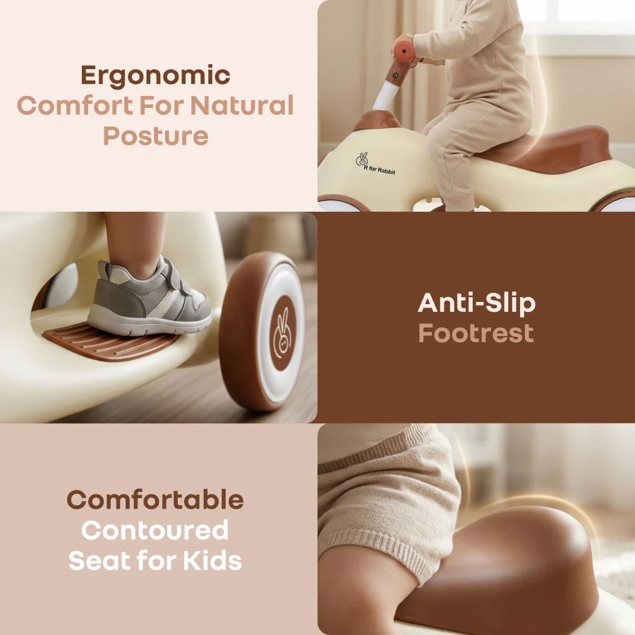 Speedster Zoomy Push Ride On Car for Kids - Cream Brown - Image 4