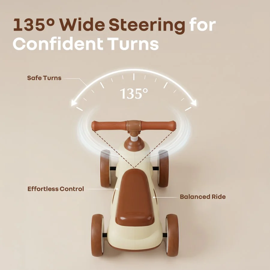 Speedster Zoomy Push Ride On Car for Kids - Cream Brown - Image 5