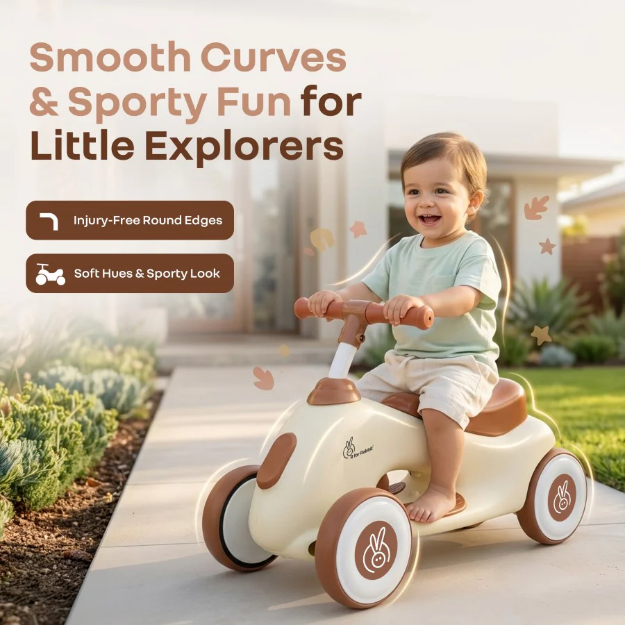 Speedster Zoomy Push Ride On Car for Kids - Cream Brown - Image 6