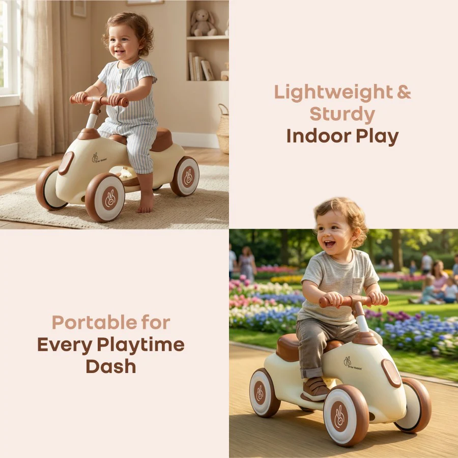 Speedster Zoomy Push Ride On Car for Kids - Cream Brown - Image 8