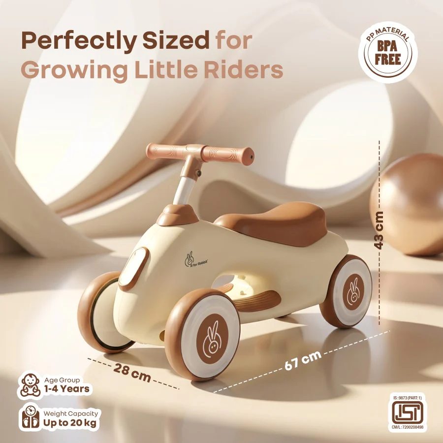Speedster Zoomy Push Ride On Car for Kids - Cream Brown - Image 9