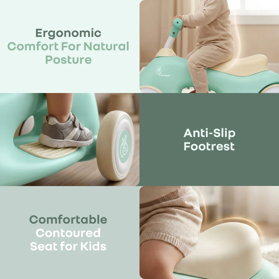 Speedster Zoomy Push Ride On Car for Kids - Green Cream - Image 4