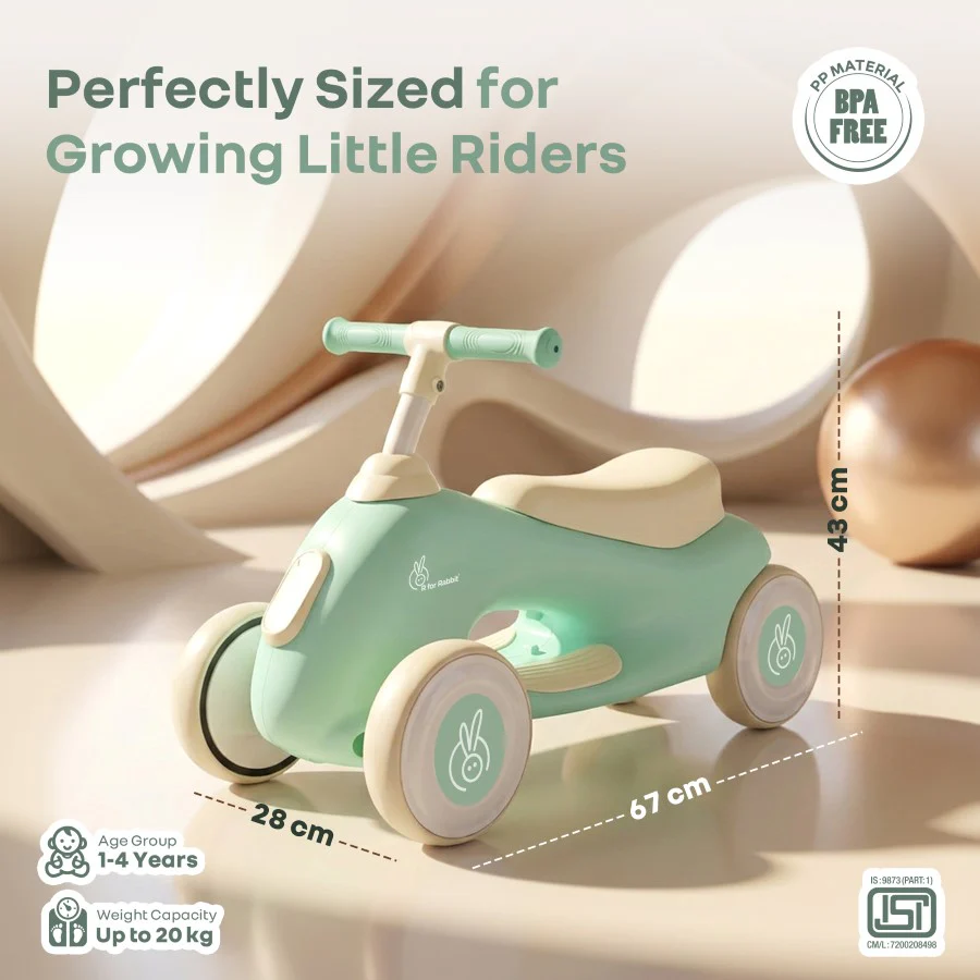 Speedster Zoomy Push Ride On Car for Kids - Green Cream - Image 9