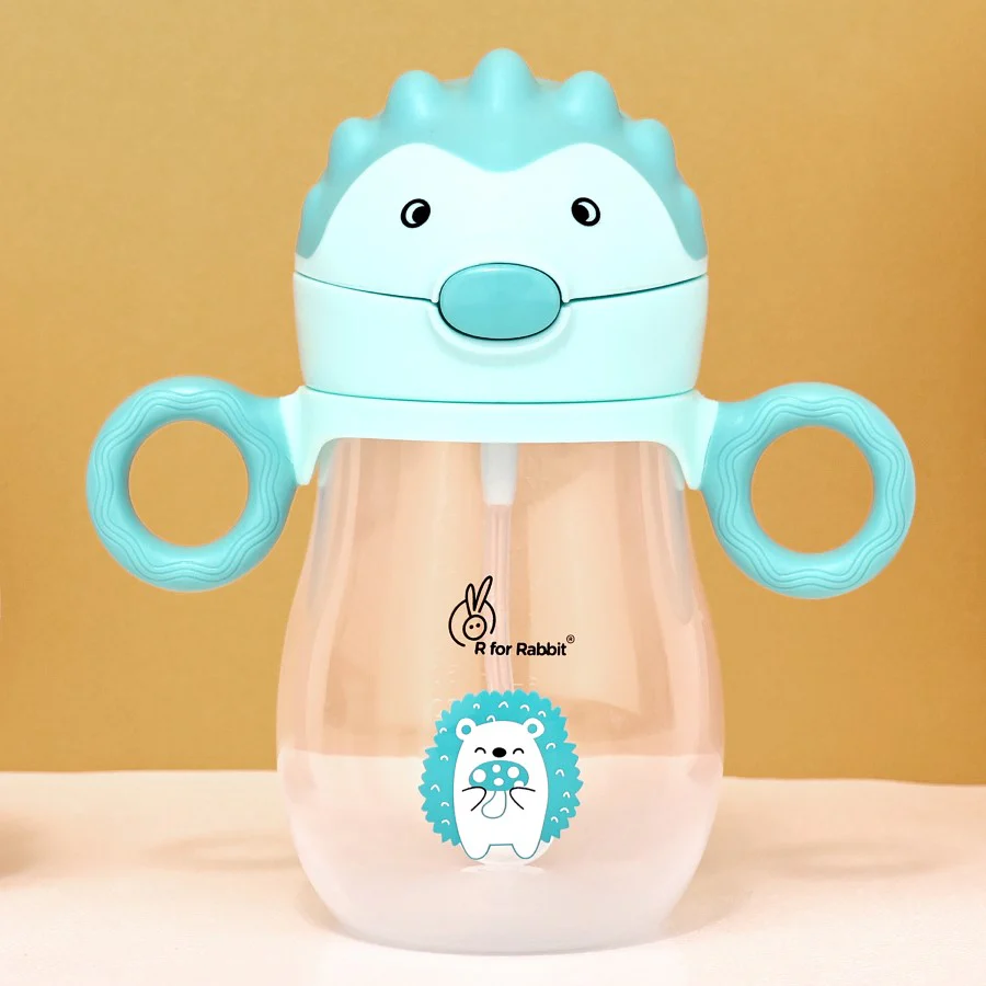 Spikey Baby Straw Sipper Bottle 320ml With Soft Silicone Straw and Leak Proof - Lake Blue