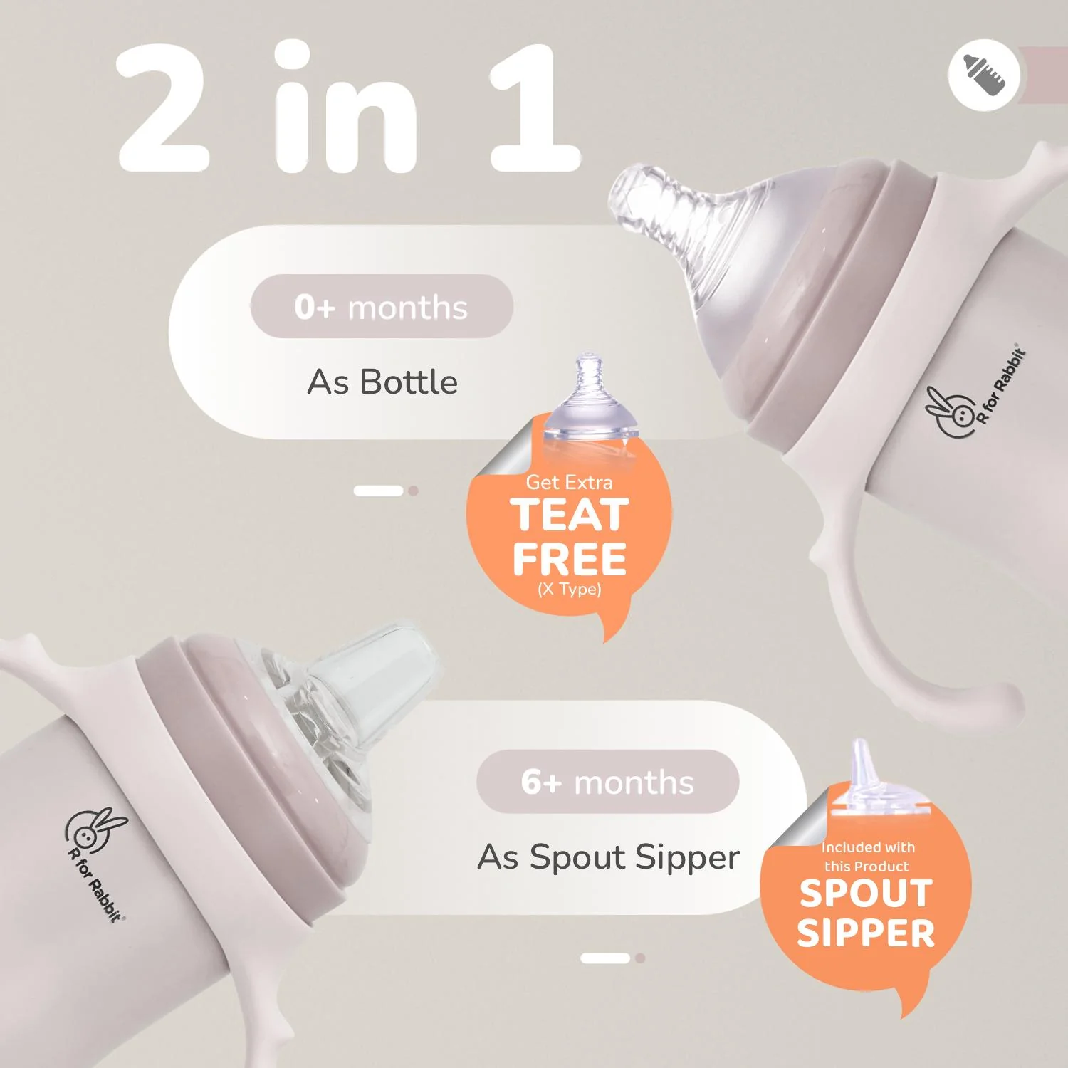 Steebo Fusion Spout Cup Stainless Steel Bottle For Kids, 270ml Leak Proof - Beige - Image 3