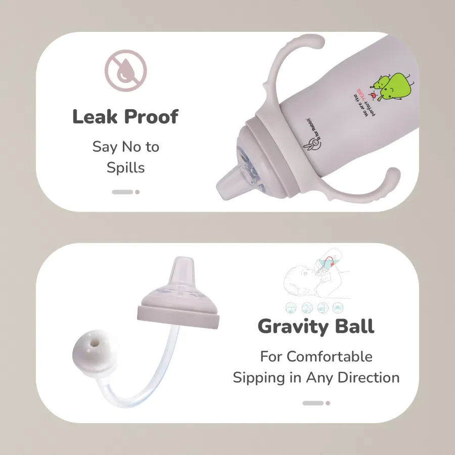 Steebo Fusion Spout Cup Stainless Steel Bottle For Kids, 270ml Leak Proof - Beige Pear - Image 5