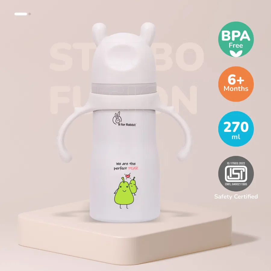 Steebo Fusion Spout Cup Stainless Steel Bottle For Kids, 270ml Leak Proof - Beige Pear - Image 9