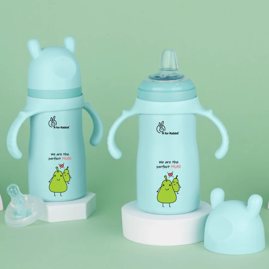 Steebo Fusion Spout Cup SS Bottle 270ml With Personalized Name - Lake Blue