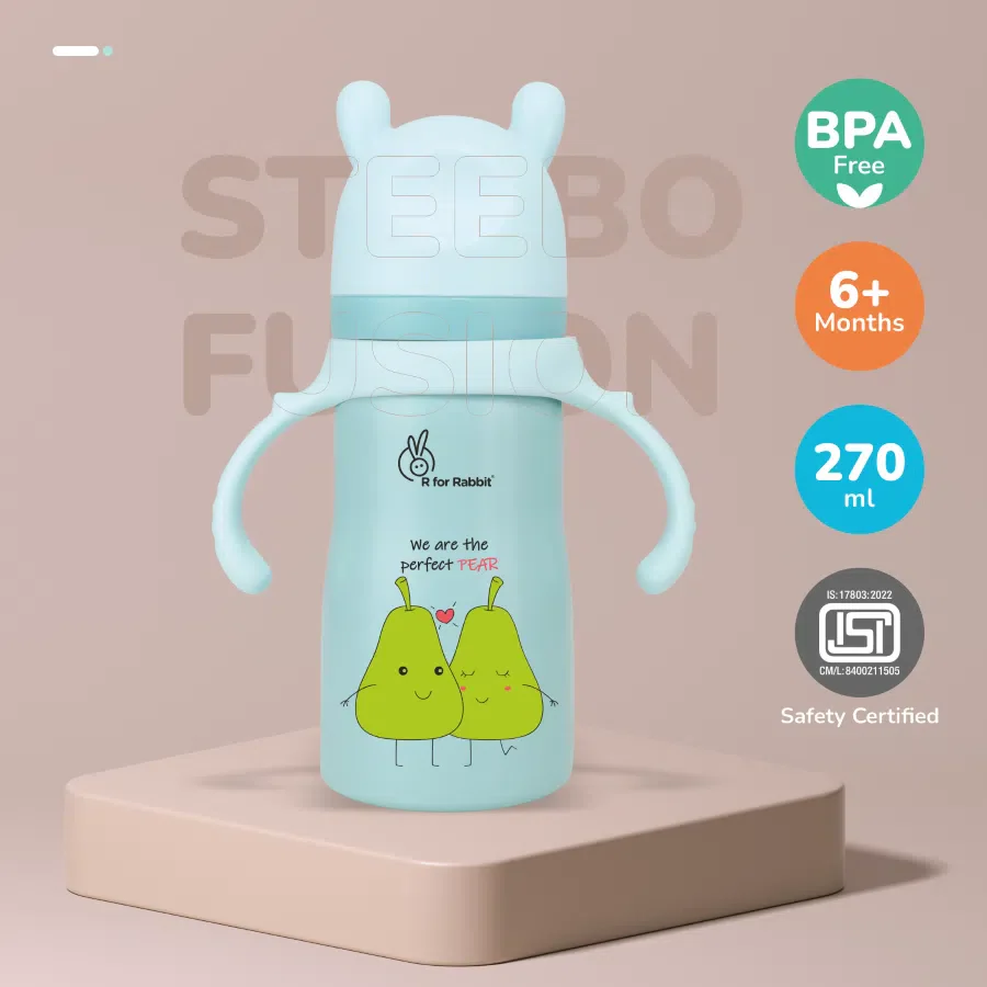 Steebo Fusion Spout Cup Stainless Steel Bottle For Kids, 270ml Leak Proof - Lake Blue - Image 9