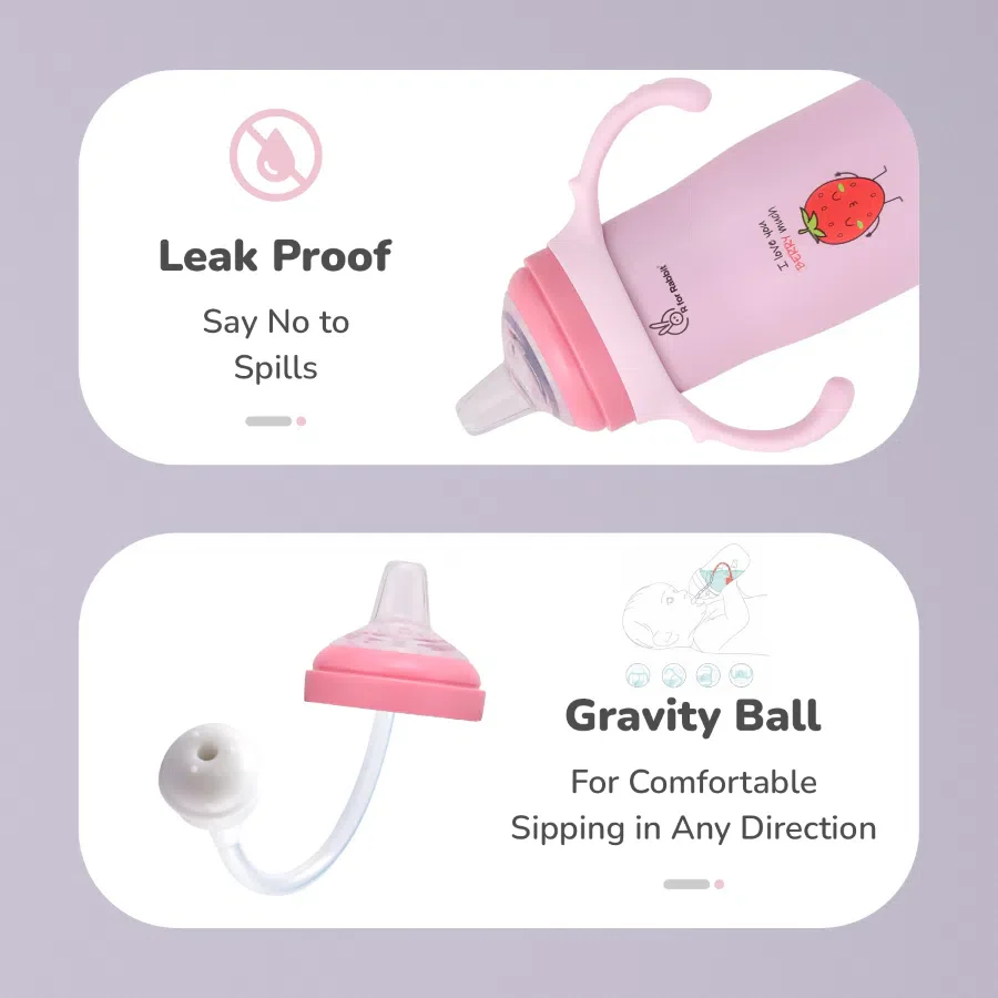 Steebo Fusion Spout Cup SS Bottle 270ml With Personalized Name - Pink - Image 6