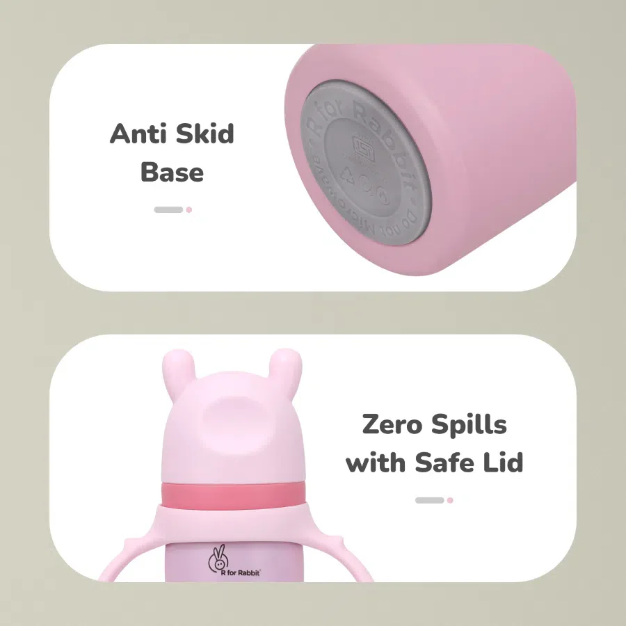 Steebo Fusion Spout Cup SS Bottle 270ml With Personalized Name - Pink - Image 7