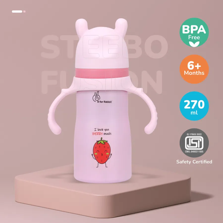 Steebo Fusion Spout Cup SS Bottle 270ml With Personalized Name - Pink - Image 8