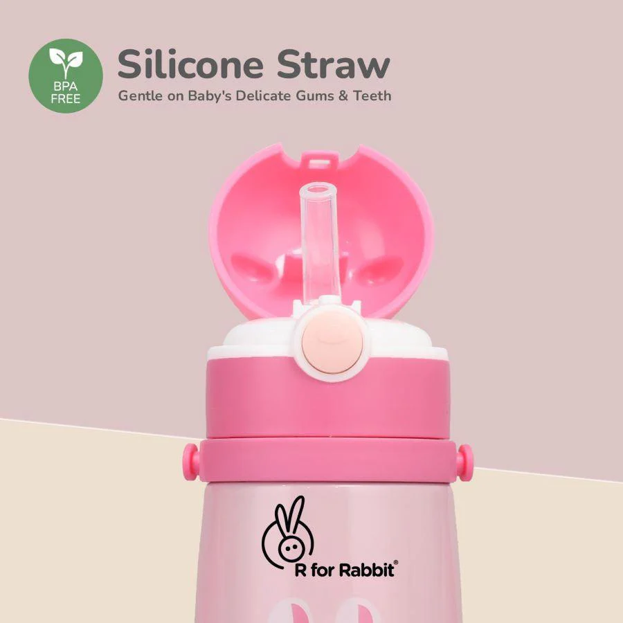 Steebo Safari Stainless Steel Sipper Bottle for Kids 500ml - Pink Bunny - Image 4