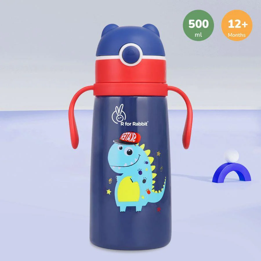 Steebo Safari Stainless Steel Sipper Bottle for Kids 500ml - Blue Dino - Image 7