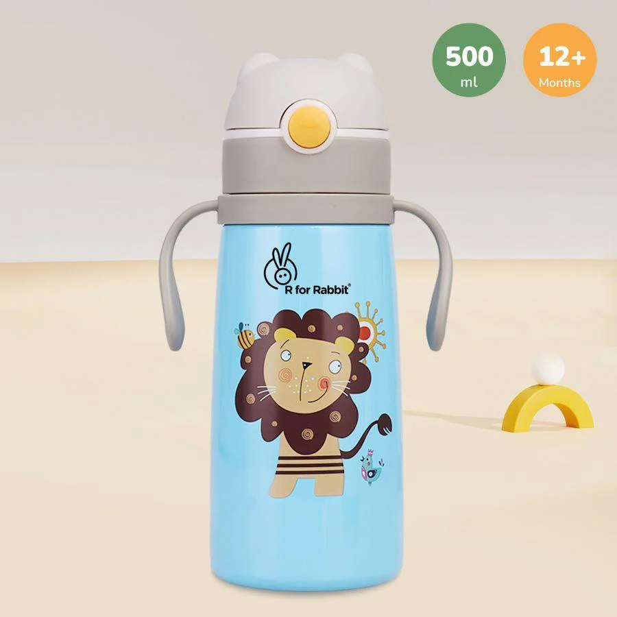 Steebo Safari Stainless Steel Sipper Bottle for Kids 500ml - Blue Lion - Image 7