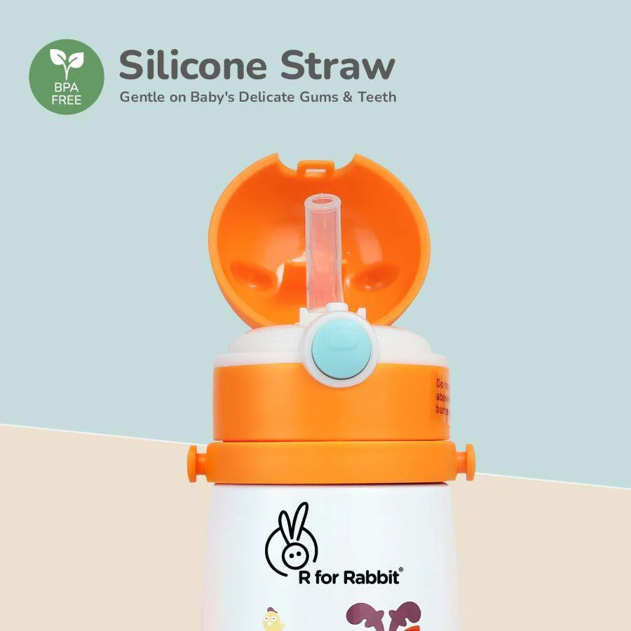 Steebo Safari Stainless Steel Sipper Bottle for Kids 500ml - Orange Giffy - Image 4