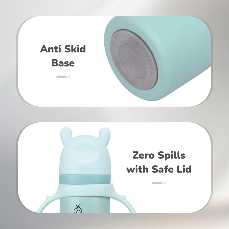 Steebo Tiny Tales 2 in 1 Spout and Straw Sipper Stainless Steel Bottle For Kids 270ml - Lake Blue - Image 8