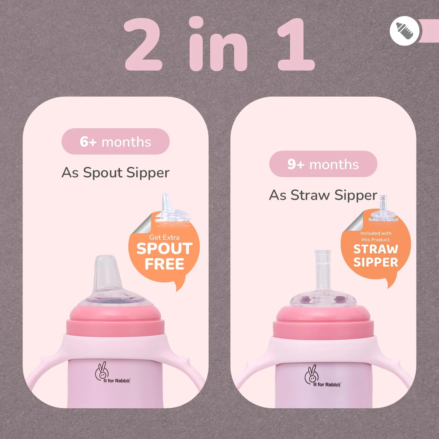 Steebo Tiny Tales Spout and Straw Sipper SS Bottle 270ml Personalized Name - Pink - Image 5