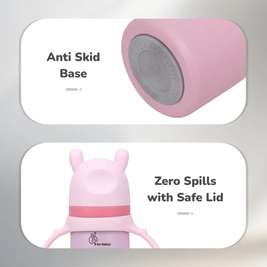 Steebo Tiny Tales Spout and Straw Sipper SS Bottle 270ml Personalized Name - Pink - Image 7