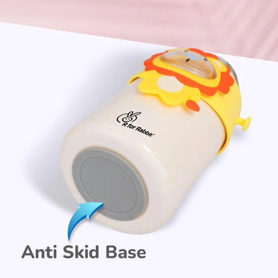 Steebo Zoobie Stainless Steel Sipper Feeding Bottle for Kids 550ml - Yellow Lion - Image 5
