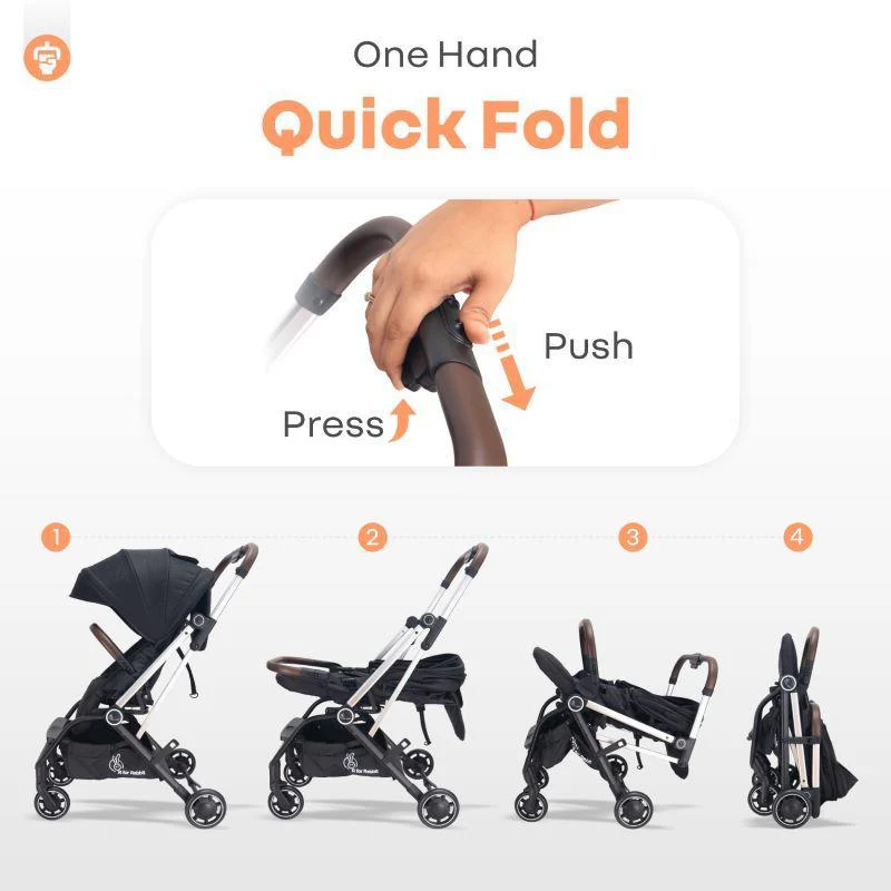 Street Smart 360 Baby Stroller With Personalized Name Plate - Pure Black - Image 4